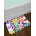 thumbnail image 2 of Educational Bath Mat, Colorful Lower Case Alphabet Blocks Kids Font ABC Cartoon Style Typography, Plush Bathroom Decor Mat with Non Slip Backing, 29.5" X 17.5", Pink Purple, 2 of 2