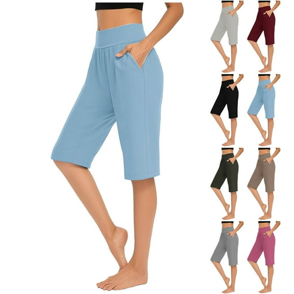 Kmdttou Capris Pants for Women High Waist Yoga Pants Oversized Drying Tight Elastic Comfortable Fitness Pants Yoga Pants
