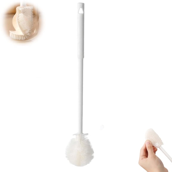 360° Flexible Silicone Bottle Brush, Foldable Soft Bristle Silicone Cup Brush, Long Handle Water Bottle Brush Cleaner, Cup Cleaner Brush Cup Lid Cleaning Brush for Narrow Neck Containers