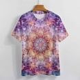 thumbnail image 3 of Kaleidoscope Mandala Colorful Floral Boho Women's Short Sleeve T-Shirt Crew Neck Casual Summer Trendy Loose Fit Tops, 3 of 6
