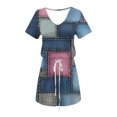 thumbnail image 6 of Cmfcve Women's Summer T-Shirt Dress Short Sleeve Tie Bohemian Dress V-Neck Printed Midi Dresses with Pockets, 6 of 6