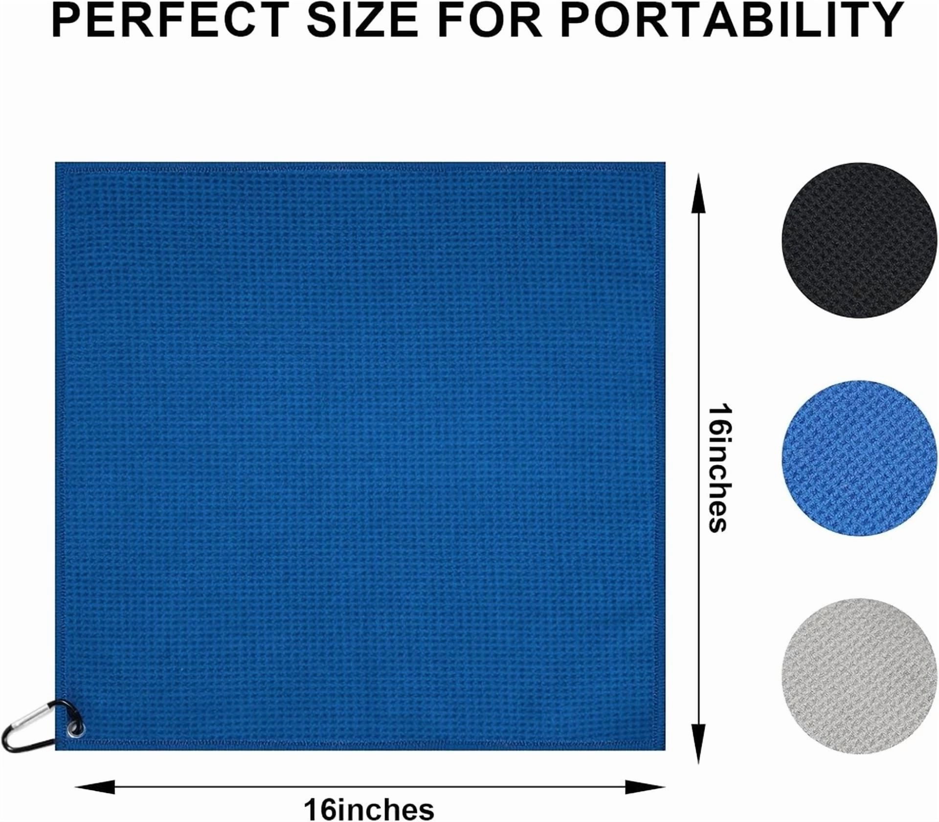 CRESTIN- Pack Golf Towel (16" X 16") With Carabiner Clip,