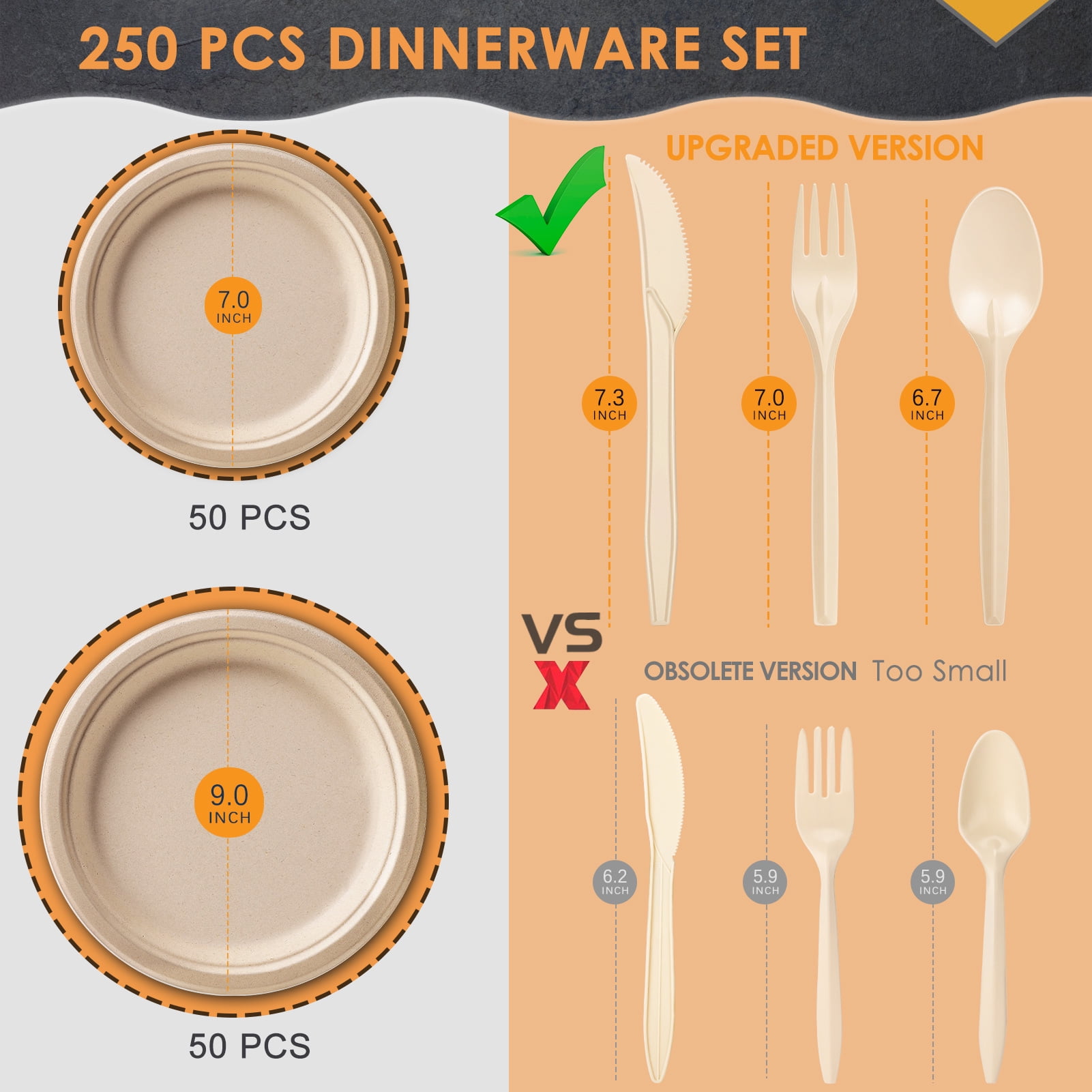 Gezond 250pcs Disposable Paper Plates Set, Compost