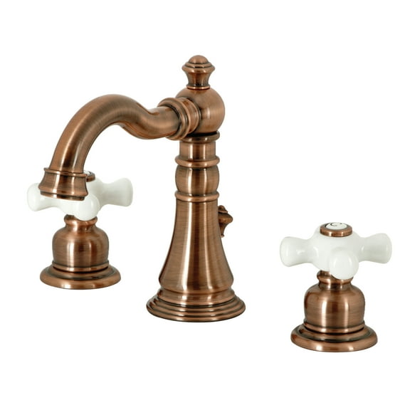 Kingston Brass FSC197PXAC American Classic Widespread Bathroom Faucet with Brass Pop-Up, Antique Copper
