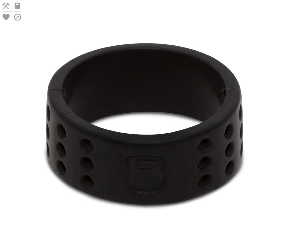 qalo men's black perforated silicone ring, size 11