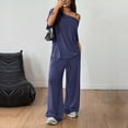 thumbnail image 5 of Plus Size Two Piece of Outfits for Womens Round-Neck Short Sleeve And Long Pants Casual 2PC Sets, 5 of 6