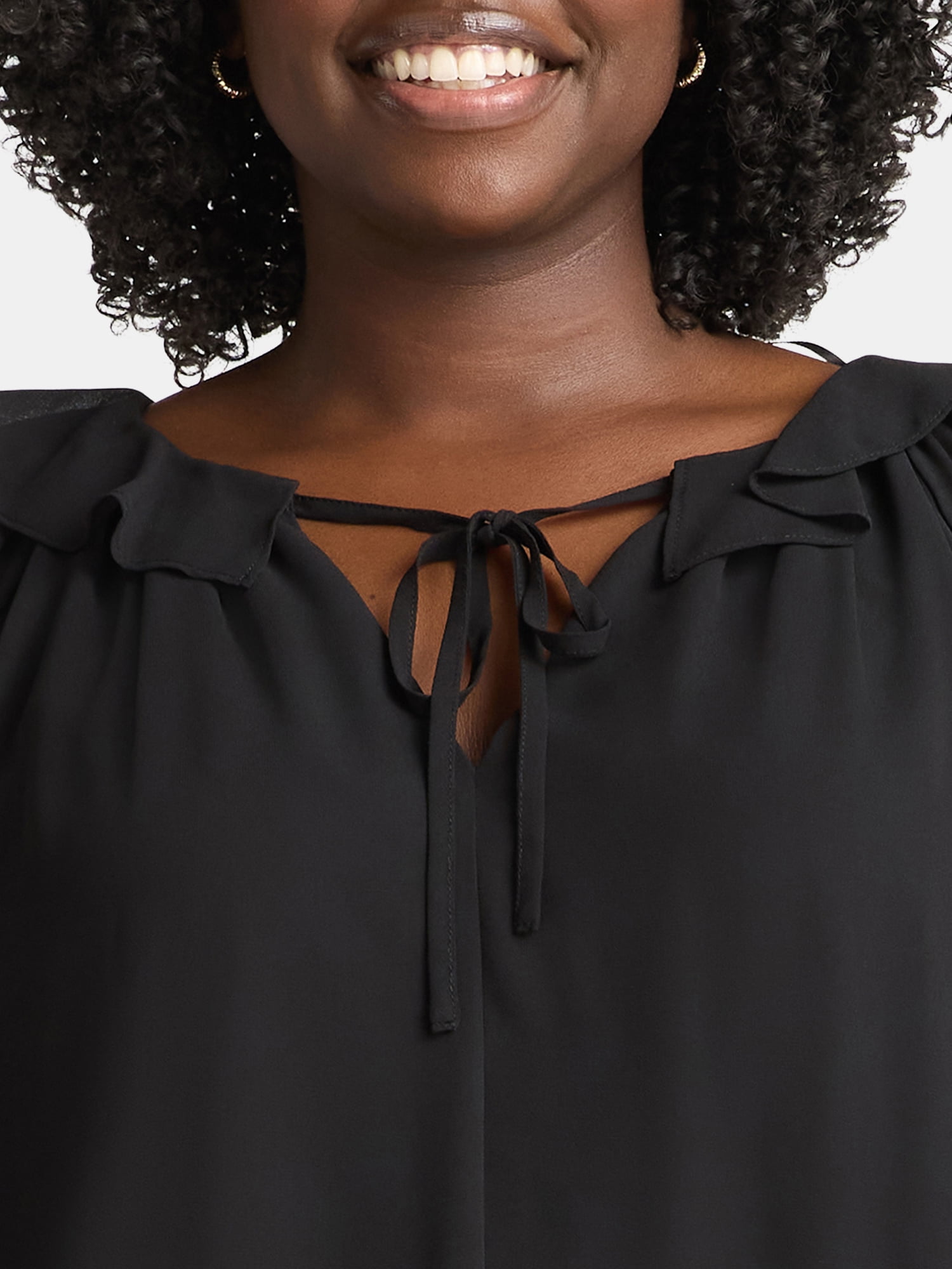 Terra & Sky Women’s Plus Ruffle Neck Blouse, Sizes 0X-5X