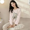 thumbnail image 3 of Pijamas de manga larga para mujer, conjunto de ropa de casa informal de gran tamaño, sección delgada, otoño e invierno, primavera y otoño, nuevo, 3 of 3
