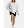 thumbnail image 3 of Women Oversized Sweatshirts Crewneck Side Slit Pullover Long Sleeve Casual Tops, 3 of 7