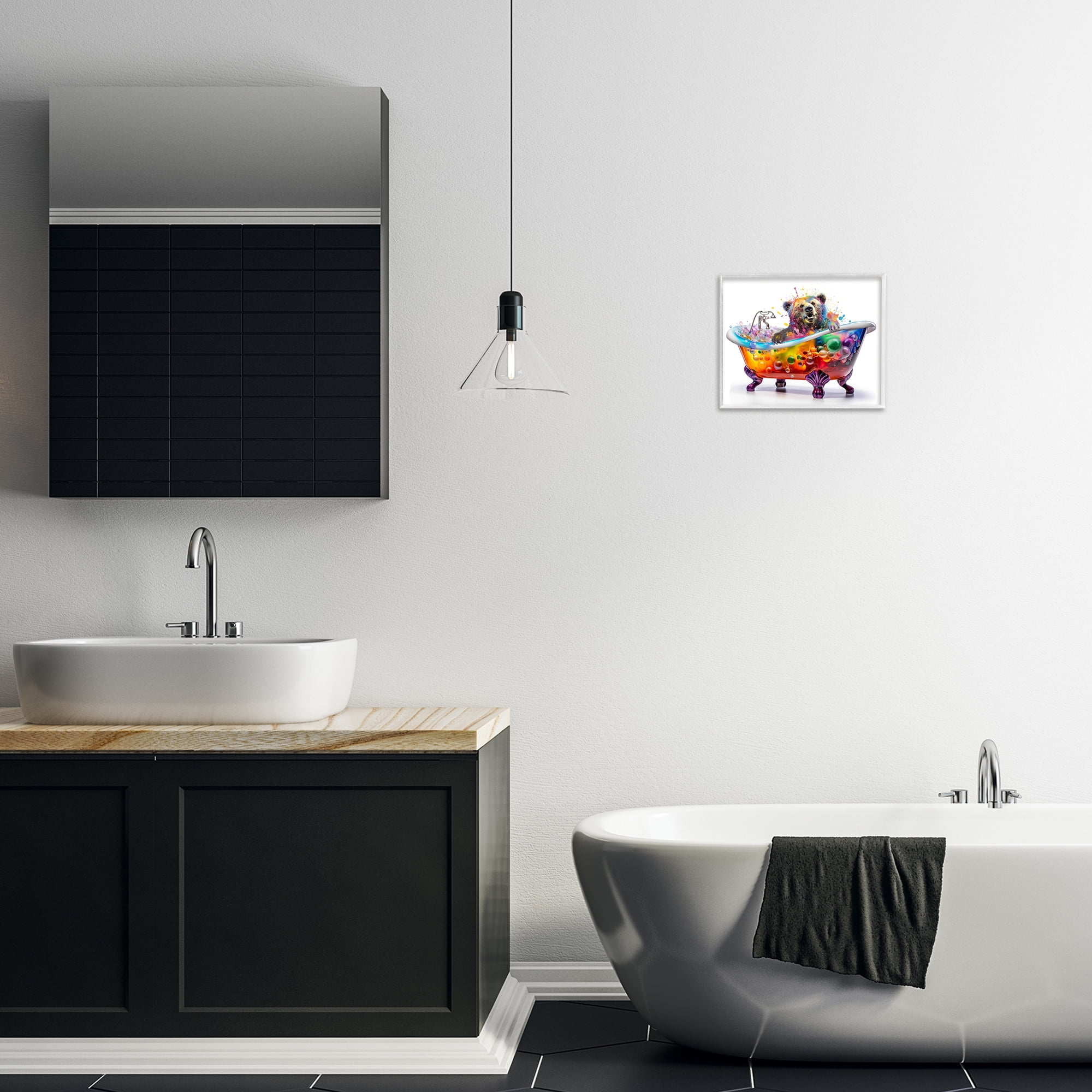 Stupell Industries Modern Bold Bubble Bath Typography Painting White Framed Art Print Wall Art, 14 x 11
