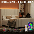 thumbnail image 4 of Queen Upholstered Bed Frame with LED Headboard & Footboard - Noiseless, Easy Assembly Platform Bed for Master Bedroom and Guest Room, White, 4 of 8