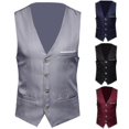 thumbnail image 4 of Chaleco de traje de color liso para hombre de talla grande Chaleco de negocios con un solo pecho, 4 of 5