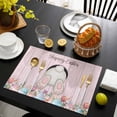 thumbnail image 3 of Easter Bunny Placemats Set of 8, Colorful Eggs Cute Rabbit Pink Country Wooden Placemats for Dining Table, Place Mats for Kitchen Tabletop, Waterproof Wipeable Dining Table Mats Set, 3 of 9