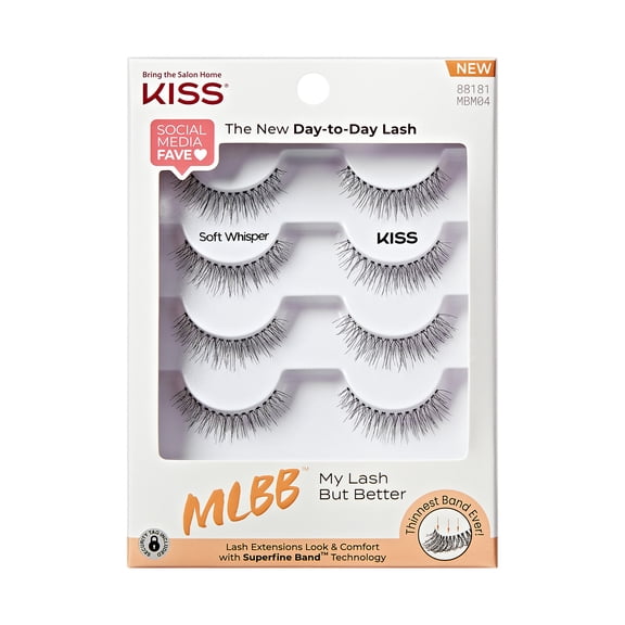 KISS My Lash But Better False Eyelashes Multipack, 'Soft Whisper', 4 Pair Strip Lashes