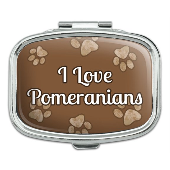 I Love Heart Dogs - Pomeranians - Rectangle Pill Box