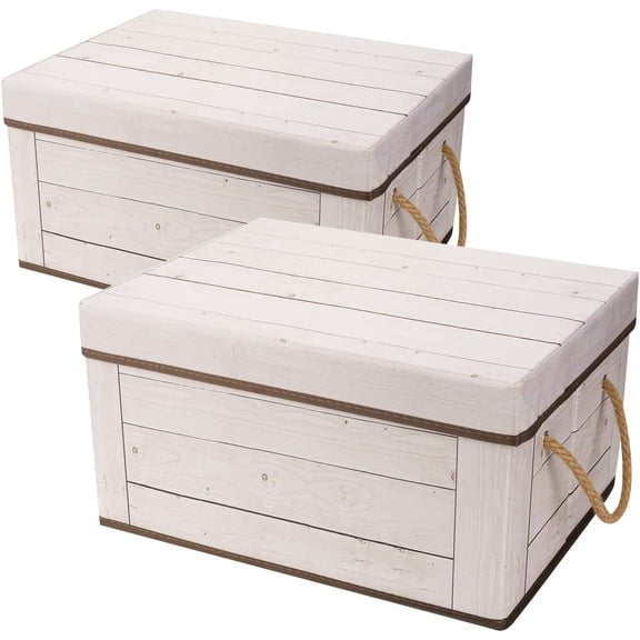 Memory Box for Keepsake, Decorative Storage Boxes with Lids and Handles for Storage, Decorative - L15.7 x W11.8 x H7.9 In (Not Made of Wood, 2 Pack)