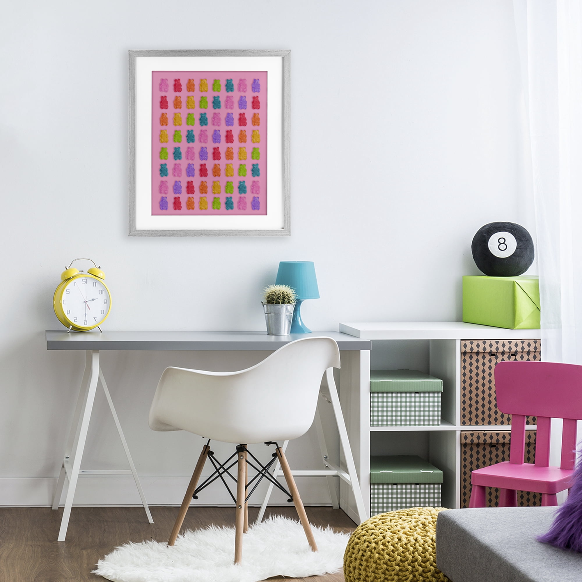 Stupell Industries Rainbow Gummy Bear Candies Gray Framed Print Under Glass, design by LISH Creative