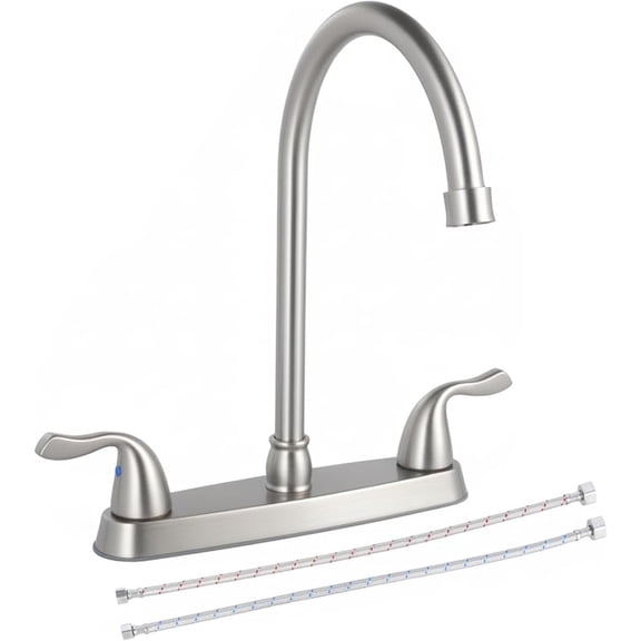 KINGO HOME 8 inch Brushed Nickel Centerset Kitchen Faucet, 2-Handle 13 inch High Arc, Spot Resist, Grifo De Cocina