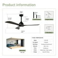 52" Ceiling Fan with Lights Remote Control,Quiet DC Motor 3 Blade