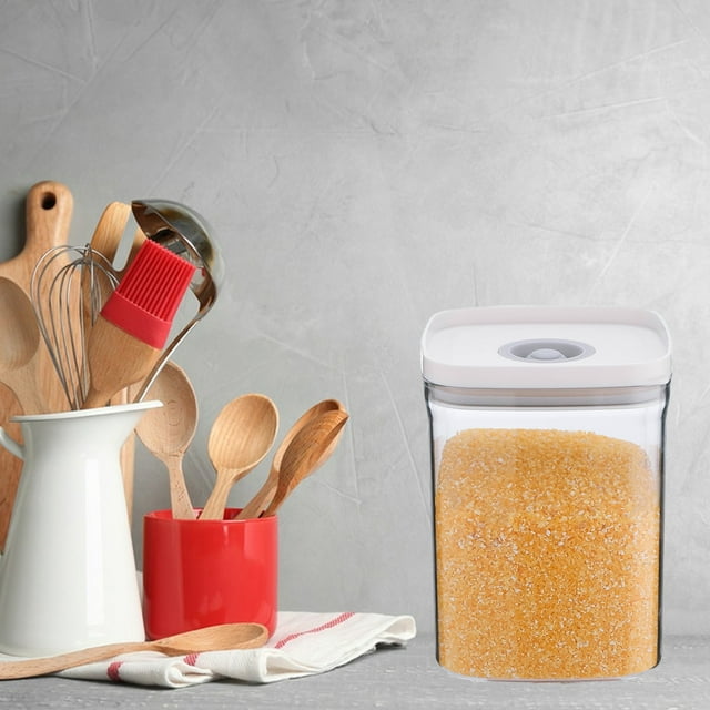 Amzcrzy Storage Jar Airtight Food Storage Containers with Lids, Top One Button Control, Tight Stackable Dry Cereal Container Set for Pantry Snack Coffee Sugar Kitchen Pant Dorm Room Essentials