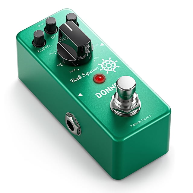 Donner Reverb Guitar Pedal, Verb Square Digital Reverb Pedal for Electric Guitar, 7 Modes Room, Hall, Church, Spring, Plate, Stud