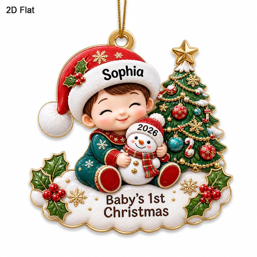 Baby First Christmas Ornament, Personalized Snowman and Tree Acrylic Ornament with Name, Newborn Keepsake Gift 2026, Unique Christmas Gift