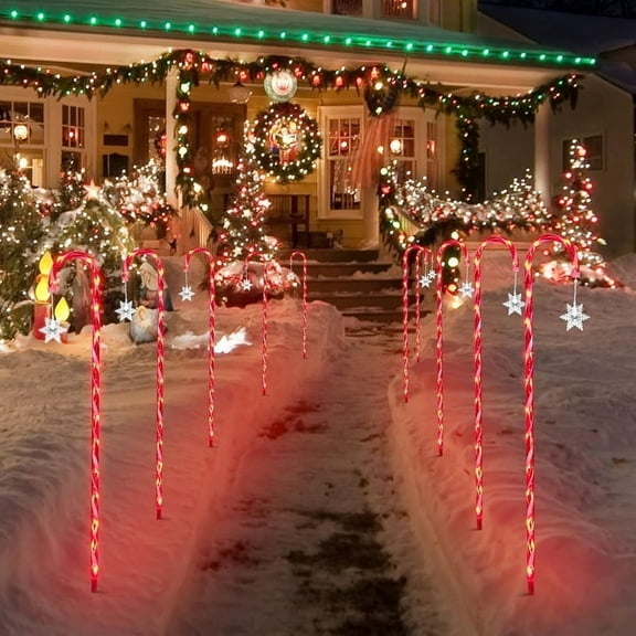 Christmas Candy Cane Pathway Markers (33" 80 LED 10 Pcs 11 Function Star Accessories)