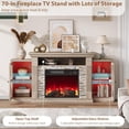thumbnail image 5 of VecenuyTv Stand With Fireplace,Electric Fireplace TV Stand, 70" Farmhouse Entertainment Center with Open Shelf and Glass Barn Door Cabniet, Modern TV Console Table with 7 Flame Colors, Grey, 5 of 9