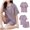 Purple, variant on Women's Pajama Sets Long Sleeve Shirts Top with Chest Pad and Loose Casual Wide Leg Long Pants Two-piece Set Women Spring Lovely Pajamas Home Wear