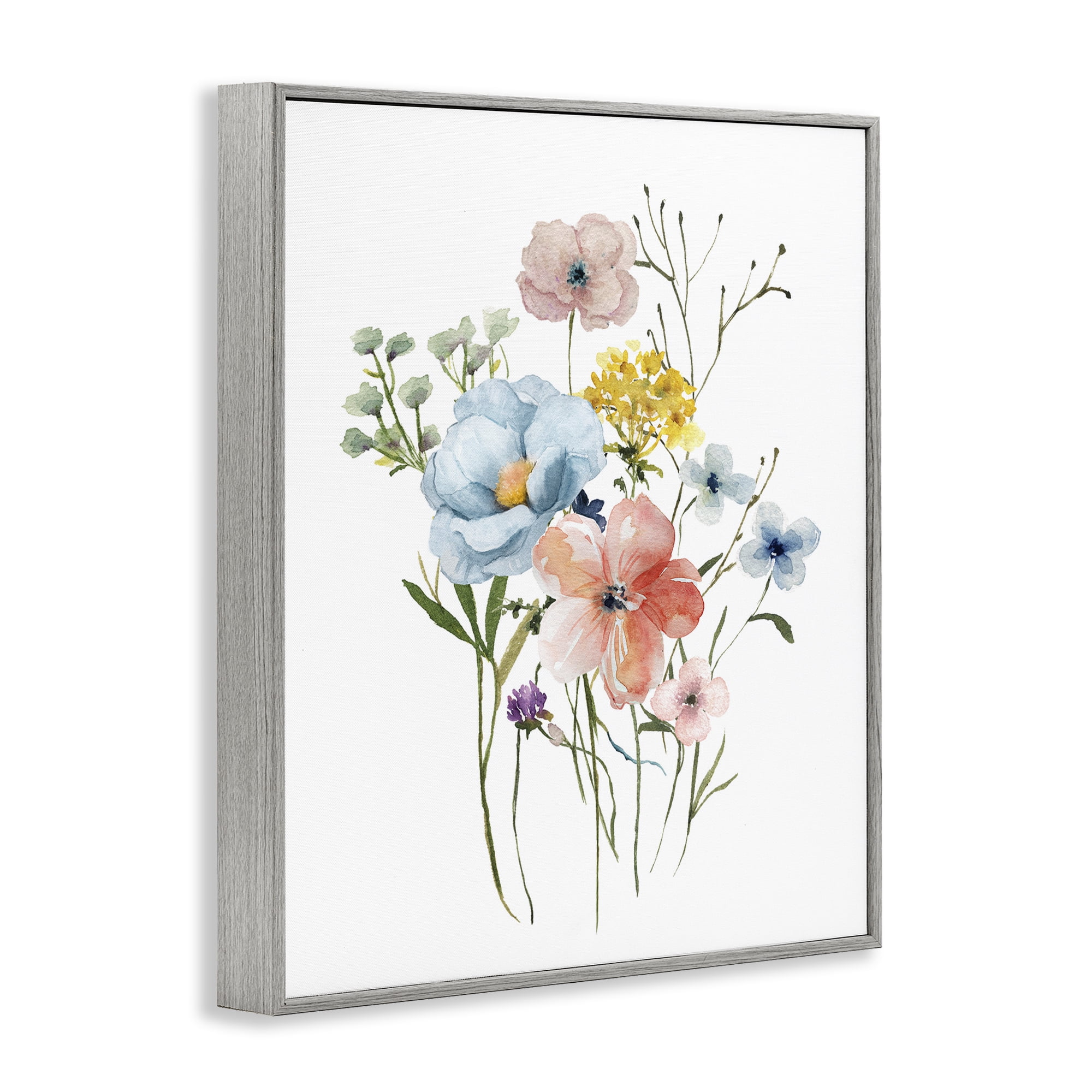 Stupell Industries Spring Meadow Wild Flowers Gray Framed Giclee Art, design by Livi Finn
