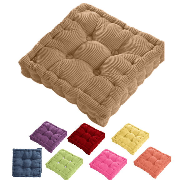 Verpert Floor Pillow 16x16 in, Square Meditation Cushion Floor Seating for Adults, Tufted seat Cushion Reading Nook, Yoga Meditation Pillow