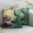 thumbnail image 3 of Autua Peacock Graphic Decorative Throw Pillow Cover for Home Couch Living Room Bed Sofa - Short Plush Zipper Closure Double-Sided Print 1PC 18x18in, 3 of 5