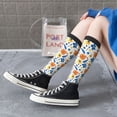 thumbnail image 5 of Xecao Flower print thigh-high socks, crafted for both men and women with a stretchy, high-opaque design perfect for daily wear, 5 of 6