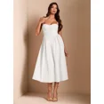 thumbnail image 4 of White Spaghetti Strap Sweetheart Neck Fit & Flare Midi Dress, 4 of 30
