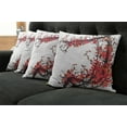 thumbnail image 5 of Ambesonne Japanese Throw Pillow Cover 4 Pack, Blossom Cherry Sakura, 24", Red and Brown, 5 of 5