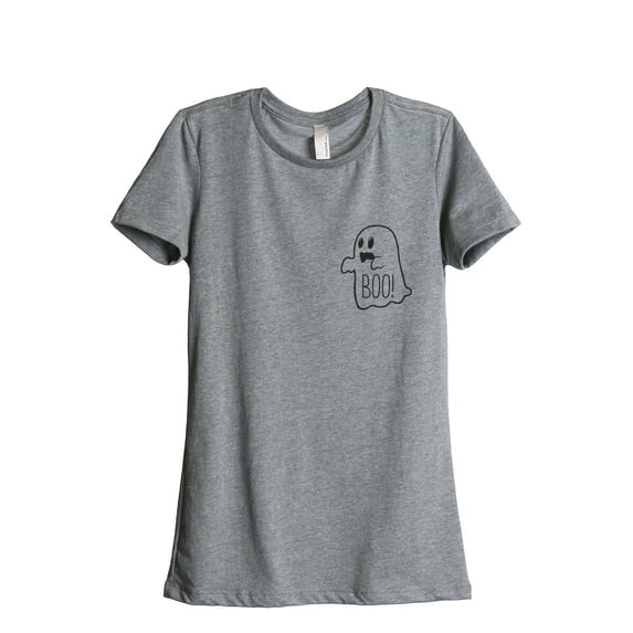 Thread Tank Ghost BOO Women's Relaxed Crewneck T-Shirt Tee Heather Grey Large