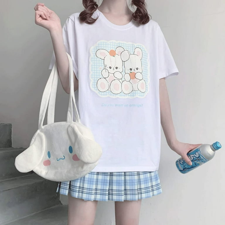 Kawaii Clothes Pastel Goth Fashion Crewneck Soft Cute Cartoon Heart Print  Cloud Critter T-Shirt at  Women’s Clothing store
