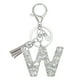 thumbnail image 1 of Llave de letra inicial Uxcell con borlas y perlas, llavero de letra brillante W con strass y anillo para llaves, bolso, carteras, llaves de coche, taza, plata, 1 of 7