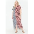 thumbnail image 3 of Front Slit Dolman Leopard Print Maxi Dress - Mint Combo, 3XL, 3 of 6