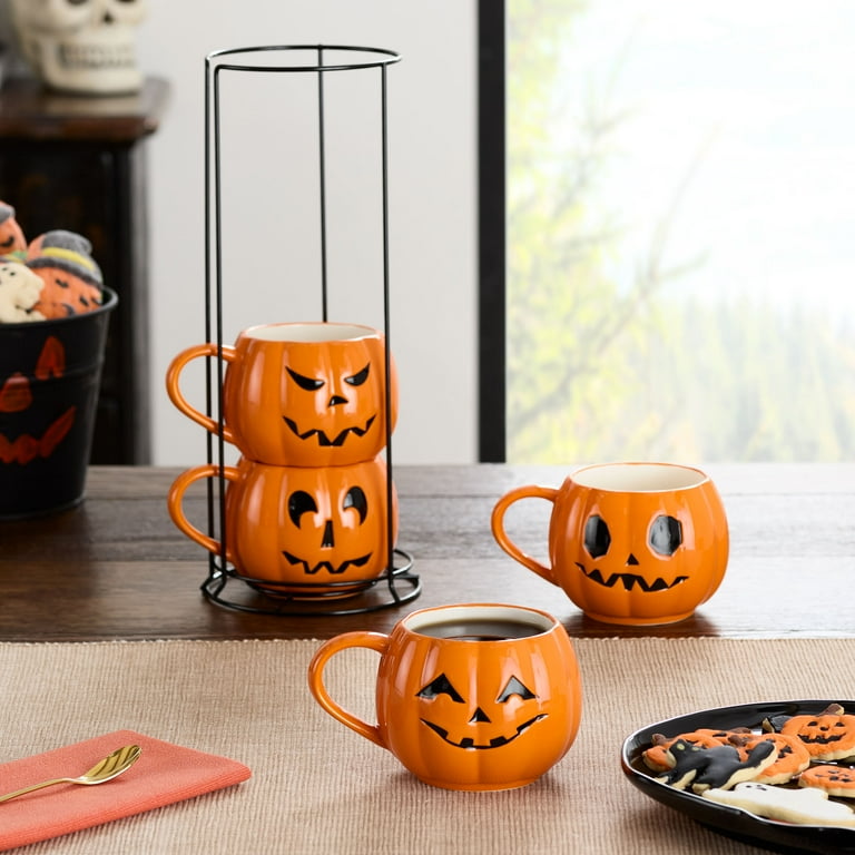 Halloween 13-Ounce Orange Pumpkin Stoneware Stackable Mug