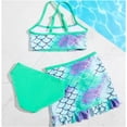 thumbnail image 5 of ZXLBBD Girl Swimsuits 3 Piece Scale Bathing Suit Cute Print Bikini Sets with Cover Ups Skirt Kids Water Play Holiday Summer Pool Beach, 5 of 6