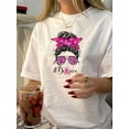 thumbnail image 1 of Camiseta informal de cuello redondo con estampado de dibujos animados para mujer, de algodón, manga corta y largo regular, para verano, ideal para deportes de ocio., 1 of 6