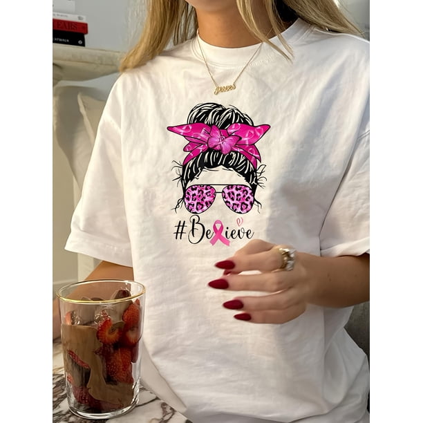 Camiseta de verano para mujer con Cuello Redondo1pc Women's Casual Round Neck Cartoon Print T-Shirt, Polyester Short Sleeve Regular Length Top for SummerFather's Day, Mother's Day, New Year, Spring