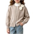 thumbnail image 2 of Xdegoge Girls Cardigan Sweaters Crewneck Long Puff Sleeve Open Front Knit Outerwear Cute Fall Winter Chunky Sweater Tops Warm Casual Knitwear for Kids School Wear, 2 of 8