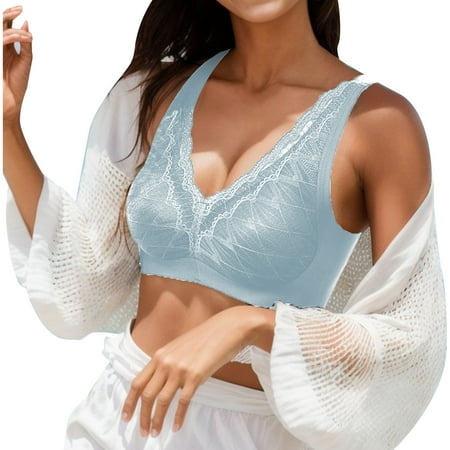 

Felwors Women s Underwire Bra Ladies Breathable Thin Tank Style Seamless Bra Comfortable Lace Large Size Wire Gathered Bra