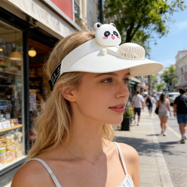 Sombrero de sol de verano con ventilador USB recargable incorporado, malla transpirable, velocidades ajustables, plástico ligero, portátil para actividades al aire libre y estudiantes.