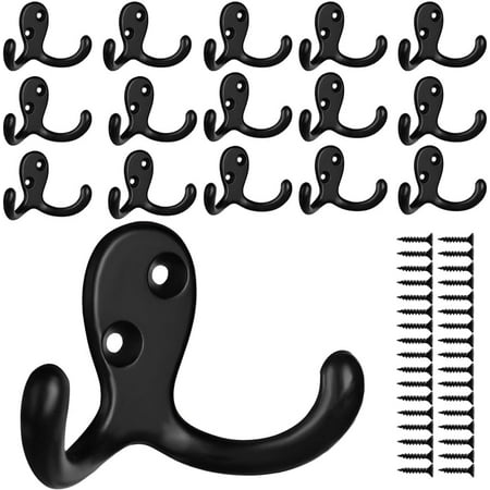 

Double Prong Vintage Bronze Heavy Duty Wall Mounted Utility Hooks for Scarf Bag Towel Organization