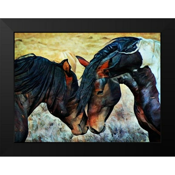 Aldridge, Ashley 14x12 Black Modern Framed Museum Art Print Titled - Wild Horses Lovers Caress