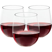 35 Pack 12 oz Stemless Plastic Wine Glasses, Shatterproof, Crystal Clear Reusable Cups for Wedding & Party