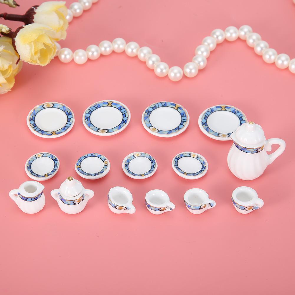 Kritne Tea Cup Set Miniature, 1:12 Dollhouse Kitchen Miniature 15pcs Porcelain Flower Tea Cup Set Decor Collection, Tea Set Miniature - image 3 of 8